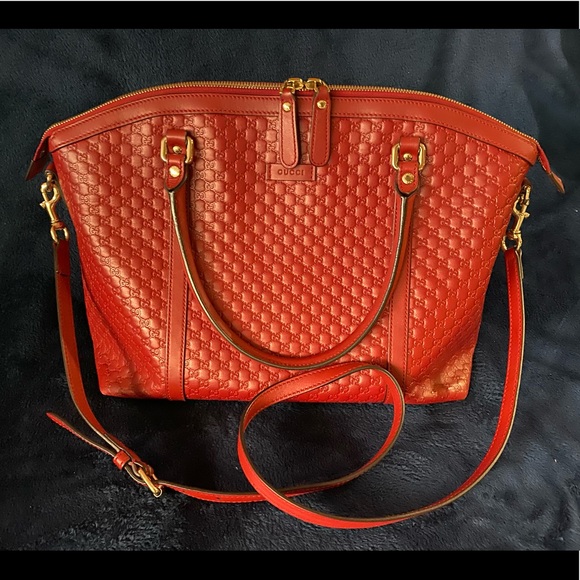 Gucci Handbags - AUTHENTIC GUCCI Red Leather Crossbody Tote